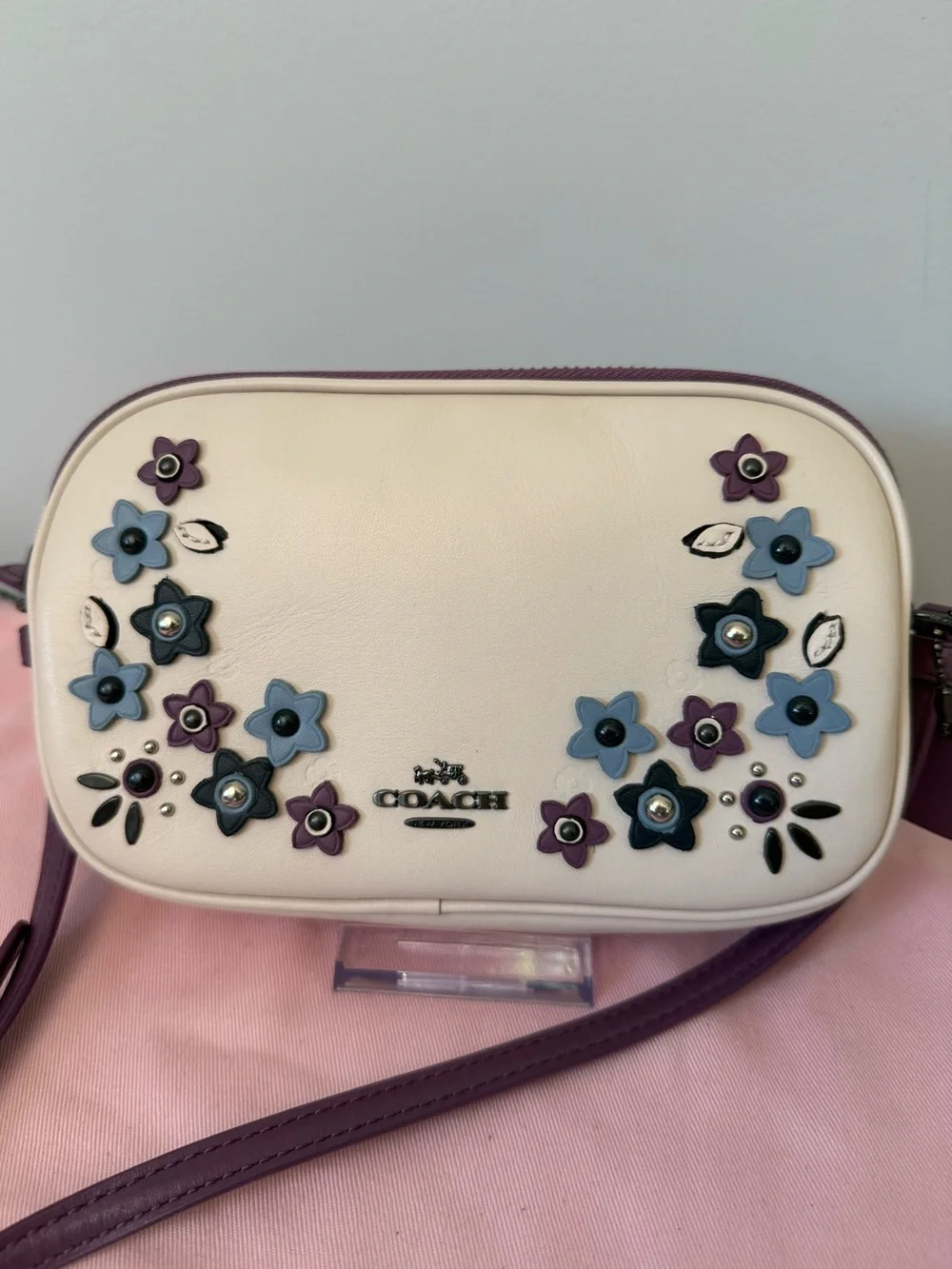 Coach Floral Appliqué Camera Double Zip Crossbody